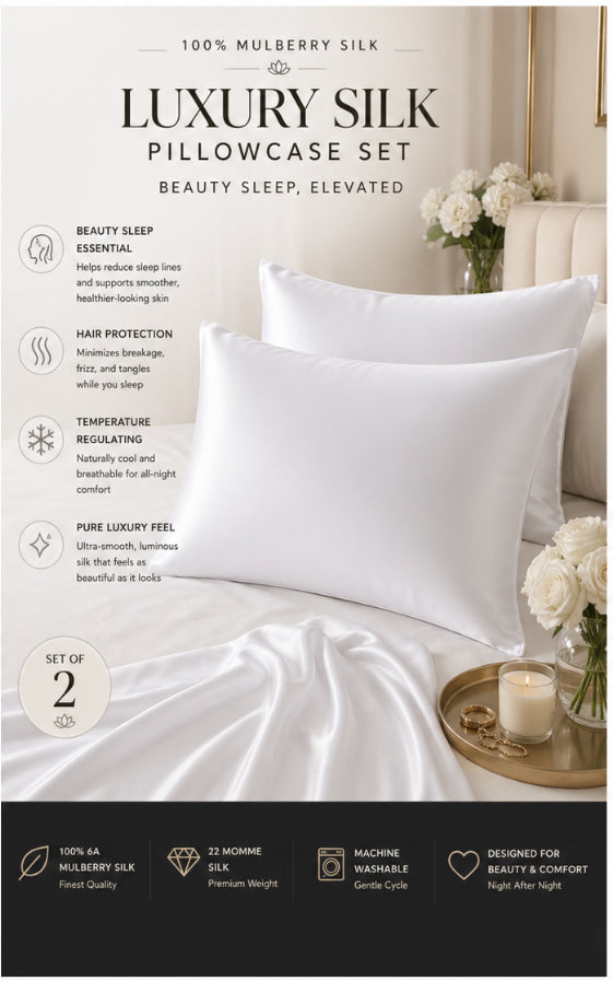 100% Mulberry Silk Ultra Luxe Beauty Pillowcase (22 Momme)