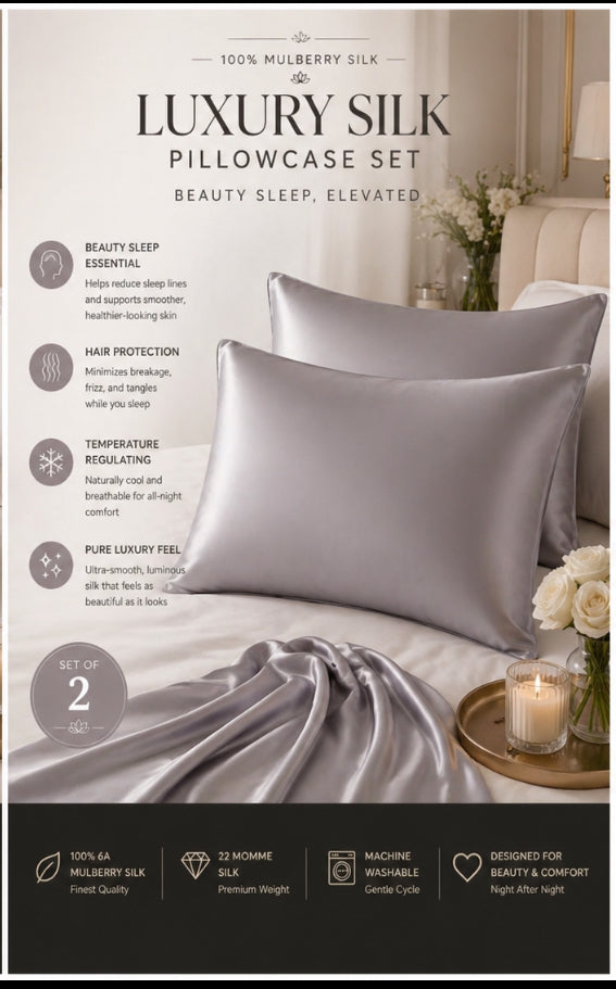 100% Mulberry Silk Ultra Luxe Beauty Pillowcase (22 Momme)