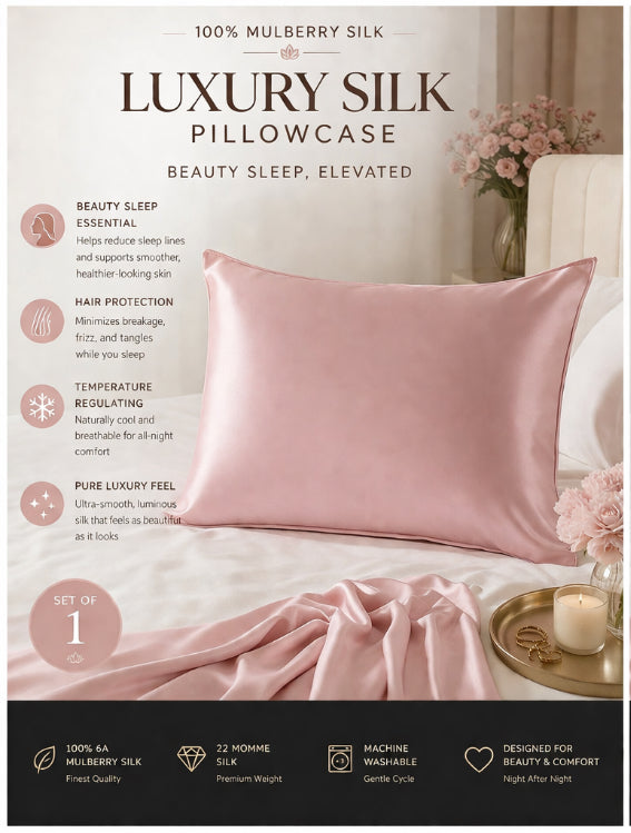 100% Mulberry Silk Ultra Luxe Beauty Pillowcase (22 Momme)
