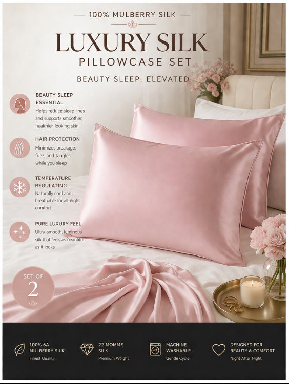 100% Mulberry Silk Ultra Luxe Beauty Pillowcase (22 Momme)