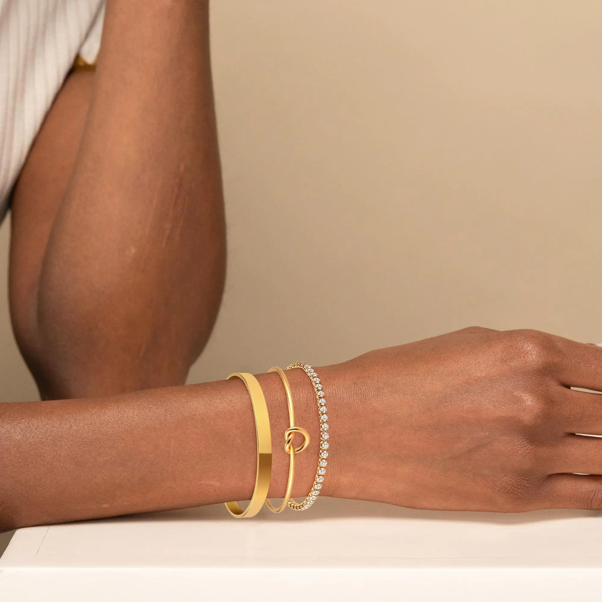 14K Gold Plated Bangle Cuff Bracelet Set 14K Gold Plated Bangle Cuff Bracelet Set