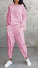 Women’s Sports Set Long Sleeve Top & Pleated-Leg Pants