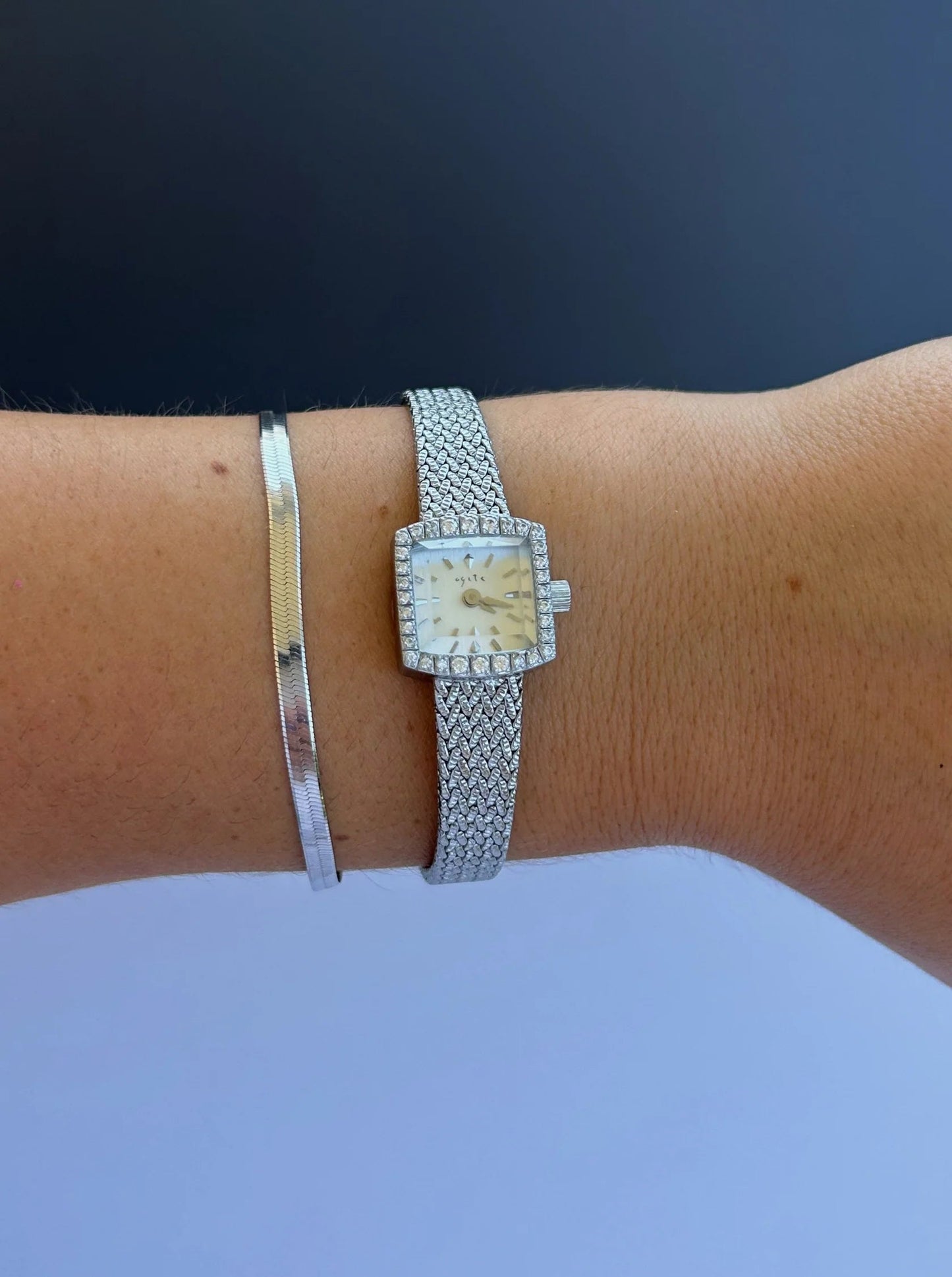 Square Silver or Gold Diamond Bezel Watch