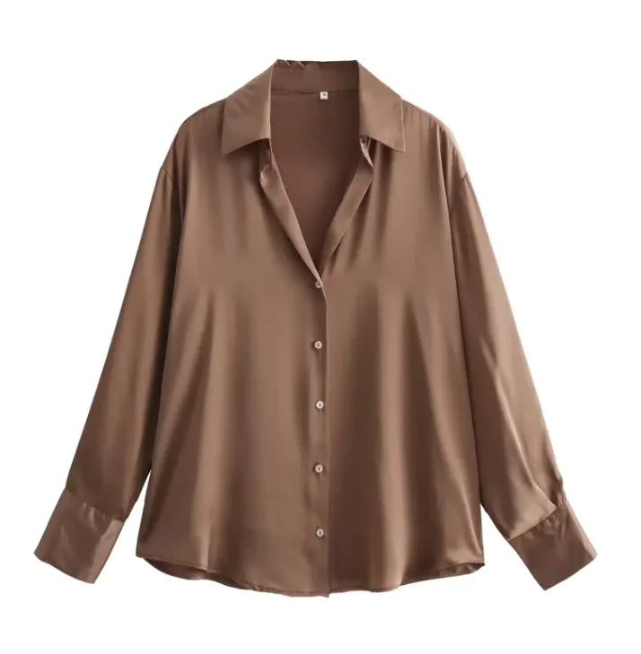 Silk Satin Long-sleeved Shirt