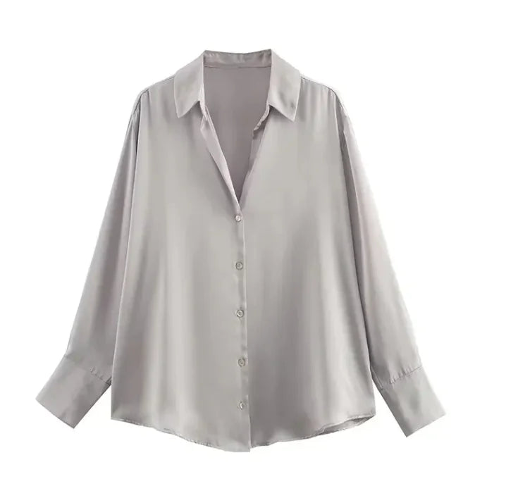 Silk Satin Long-sleeved Shirt