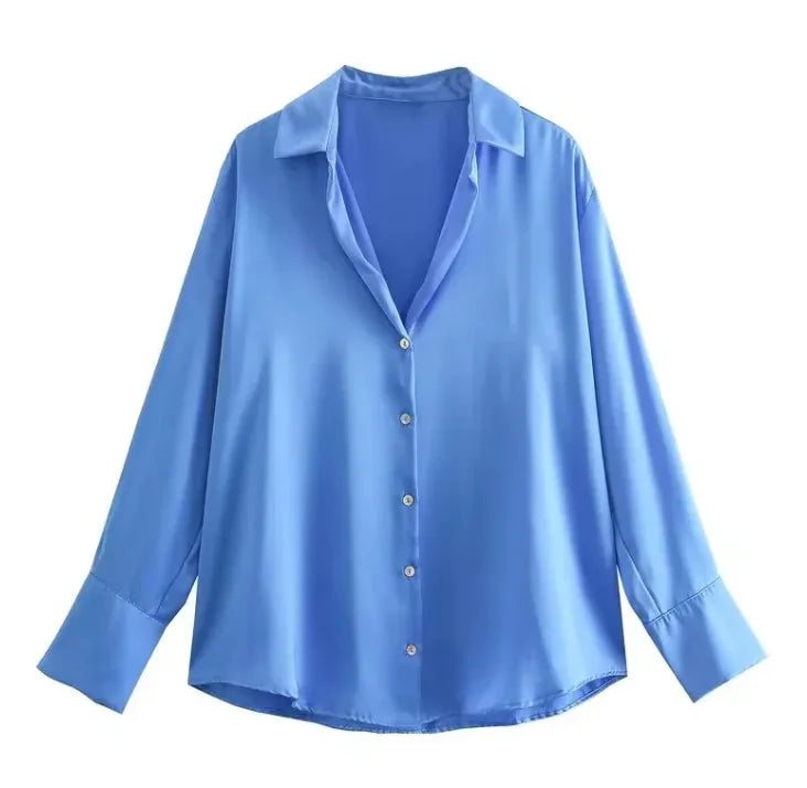 Silk Satin Long-sleeved Shirt