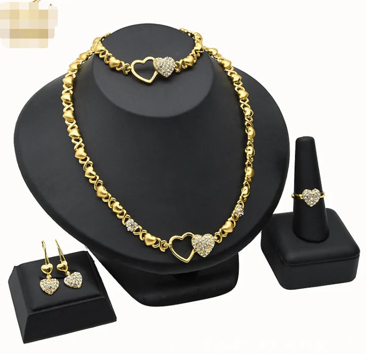 14kt Gold Plated Hearts Jewelry Set