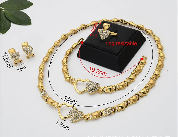 14kt Gold Plated Hearts Jewelry Set