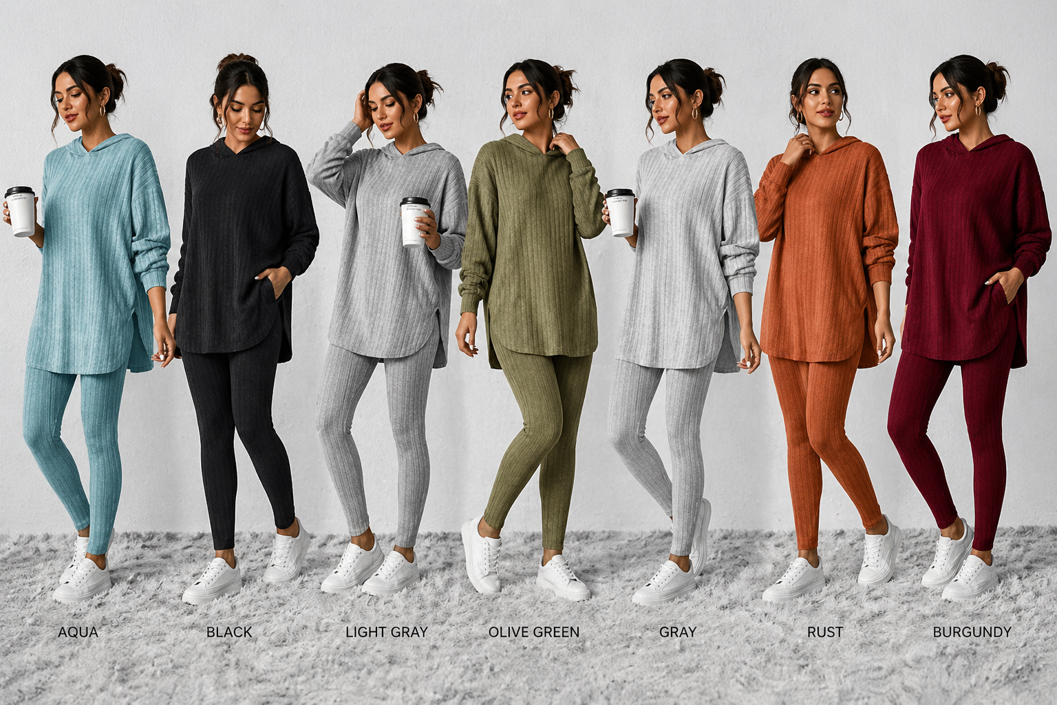 Long sleeve hoodie two-piece lounge set