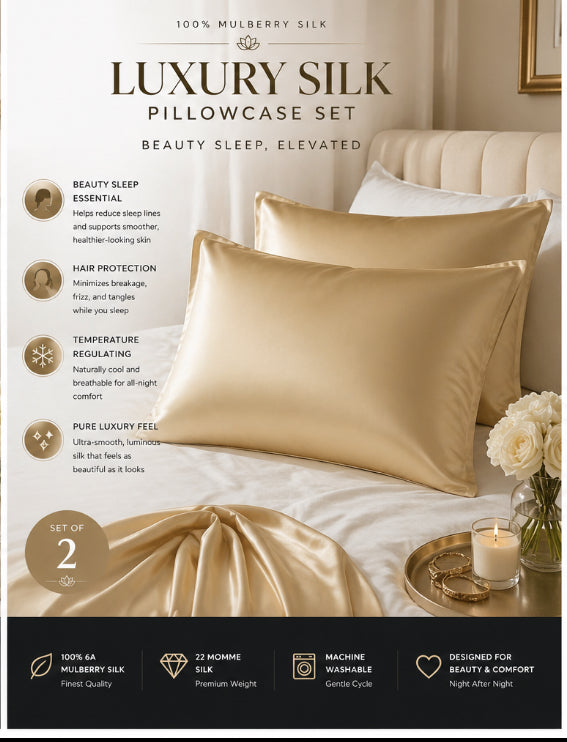 100% Mulberry Silk Ultra Luxe Beauty Pillowcase (22 Momme)