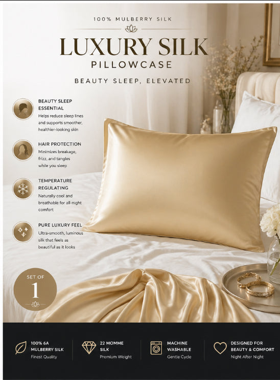 100% Mulberry Silk Ultra Luxe Beauty Pillowcase (22 Momme)