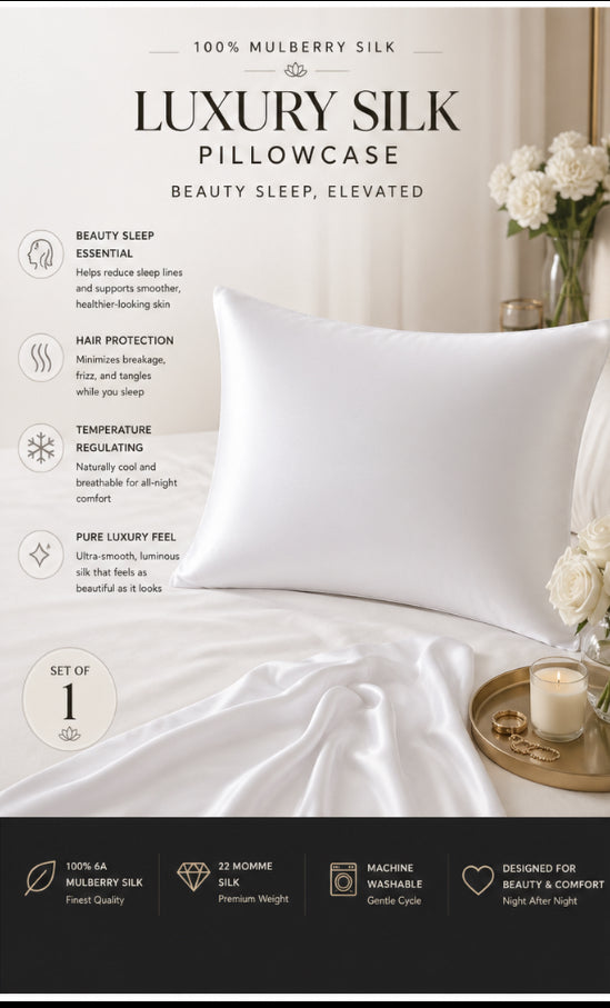 100% Mulberry Silk Ultra Luxe Beauty Pillowcase (22 Momme)