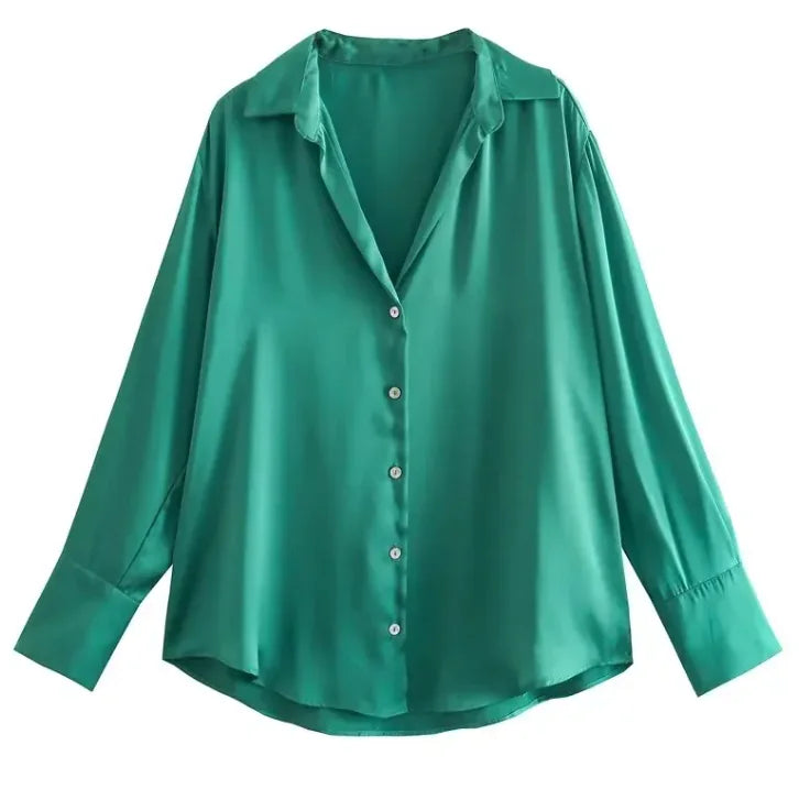 Silk Satin Long-sleeved Shirt