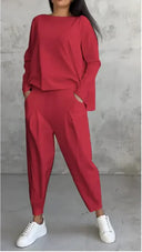 Women’s Sports Set Long Sleeve Top & Pleated-Leg Pants
