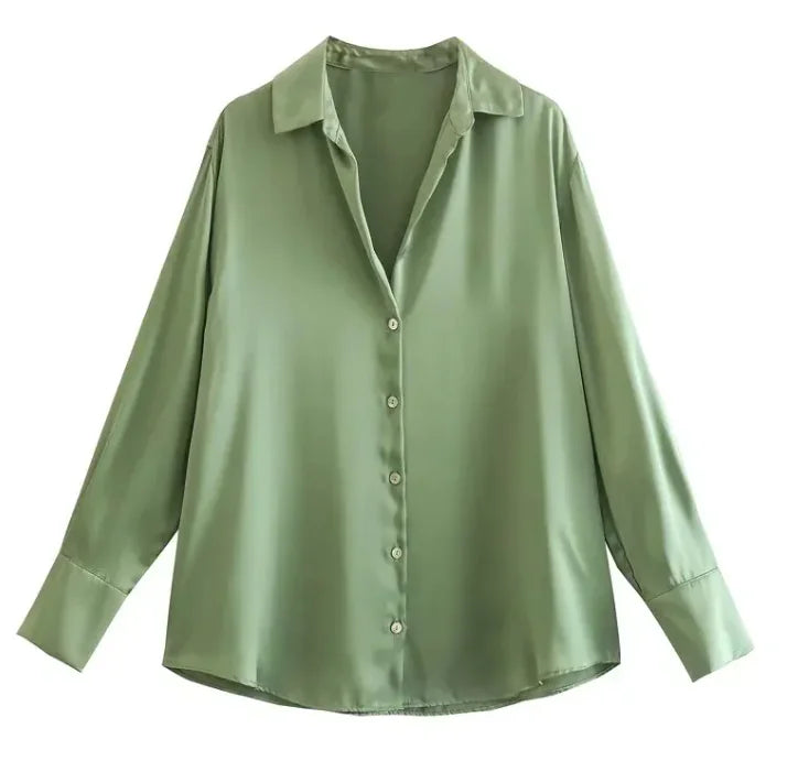 Silk Satin Long-sleeved Shirt