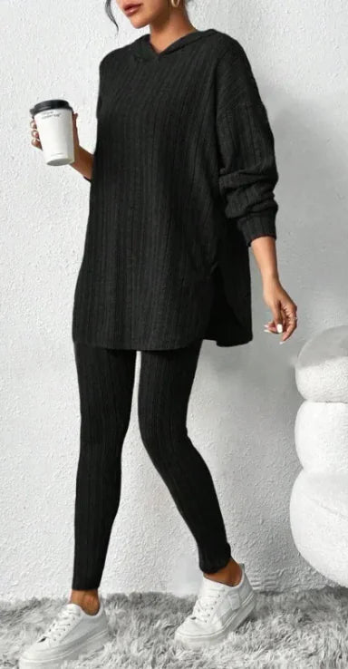 Long sleeve hoodie two-piece lounge set